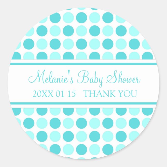 Blue Dots Baby Shower Favour Stickers (Front)
