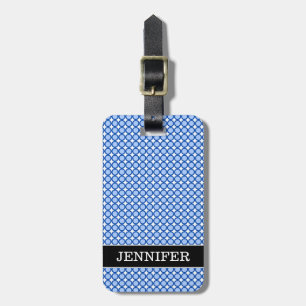 Blue Dots/Circles Pattern + Custom Name Luggage Tag