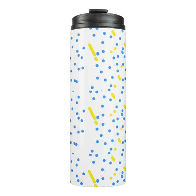 Blue Dots Comets Yellow Meteorites Water Bottle (Front)