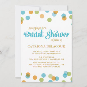 BLUE DOTS CONFETTI   BRIDAL SHOWER INVITATION