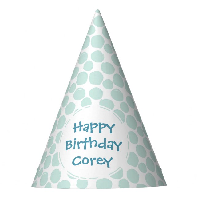 Blue Dots Pattern Custom Birthday Party Party Hat (Front)