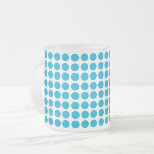 Blue Dots Pattern on White Frosted Glass Coffee Mug