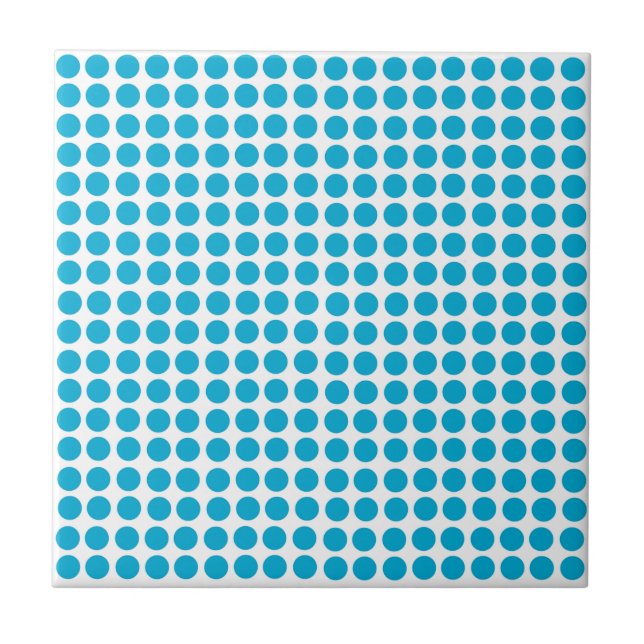 Blue Dots Pattern on White  Tile (Front)