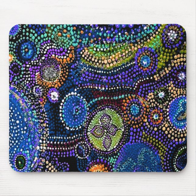 Blue Dots Pattern Swirls Mouse Pad (Front)