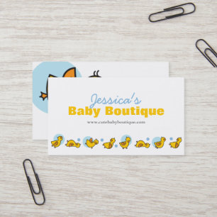 Blue Dots Playful Fun Cute Yellow Baby Ducklings Business Card