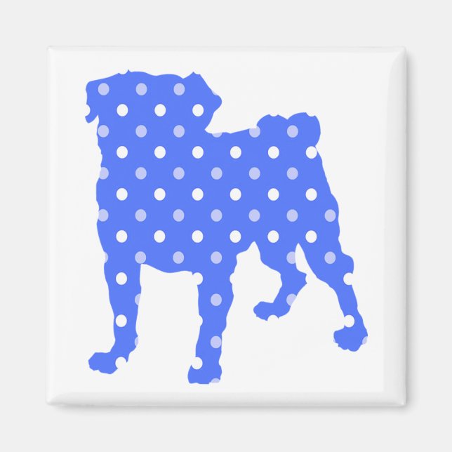 Blue Dots Pug Magnet - Add Your Own Text (Front)
