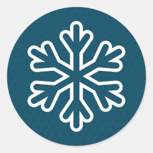 Blue Dots Snowflake - Circle Sticker