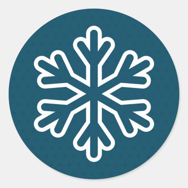 Blue Dots Snowflake - Circle Sticker (Front)