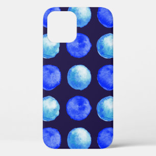 Blue Dots Watercolor Pattern Indigo Cerulean iPhone 12 Case