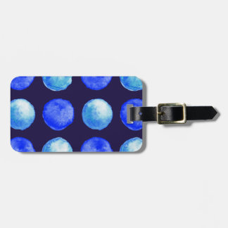 Blue Dots Watercolor Pattern Indigo Cerulean Luggage Tag