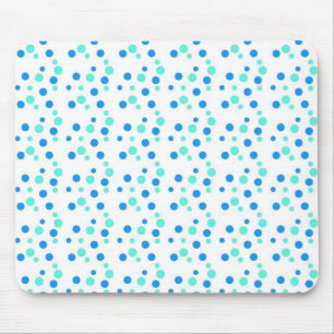 blue dots, white mouse mat