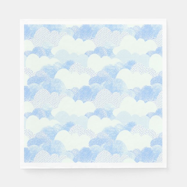 Blue Dotted Rain Clouds Napkin (Front)