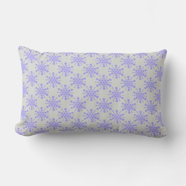 Blue dotted stars on pebble grey lumbar cushion (Front)