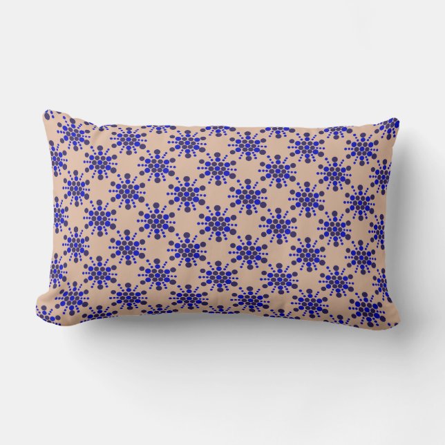 Blue dotted stars on taupe lumbar cushion (Front)