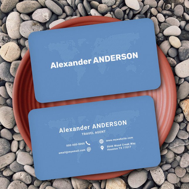 Blue Dotted World Map Business Card (Blue Dotted World Map Business Card)