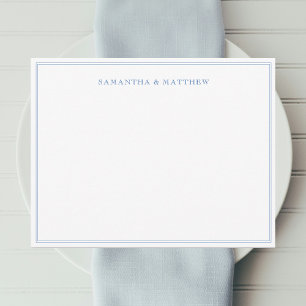 Blue Double Border Couple Note Card
