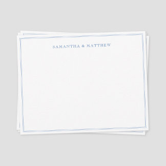 Blue Double Border Couple Note Card