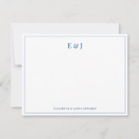 Blue Double Border Elegant Couple Initials