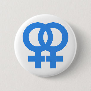 Blue Double Female Symbol 6 Cm Round Badge