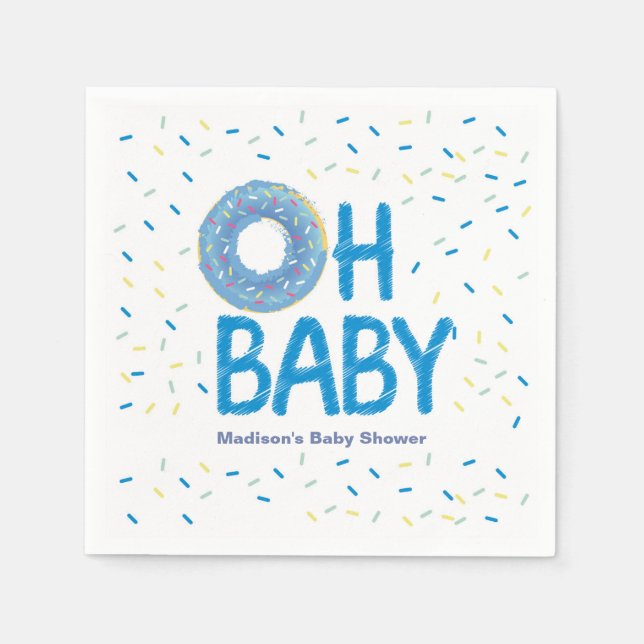 Blue Doughnut Baby Shower Napkin (Front)