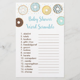 Blue Doughnut Baby Shower Word Scramble Game