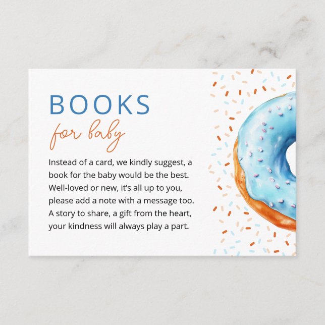  Blue Doughnut Baby Sprinkle Books for Baby Enclosure Card (Front)