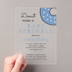 Blue Doughnut Baby Sprinkle Boy Baby Shower Acrylic Invitations