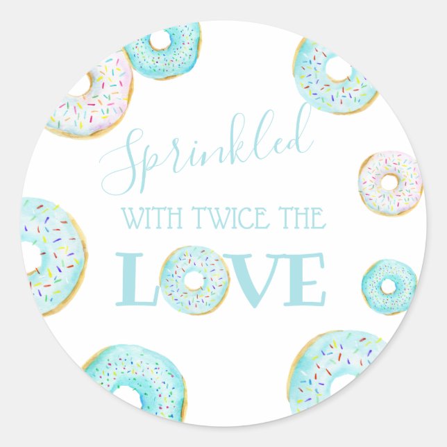 Blue Doughnut Baby Sprinkle Classic Round Sticker (Front)