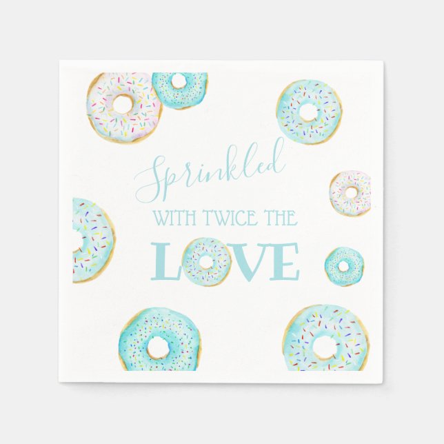 Blue Doughnut Baby Sprinkle Paper Plate Napkin (Front)