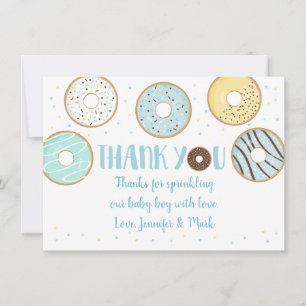 Blue Doughnut Baby Sprinkle Thank You Card