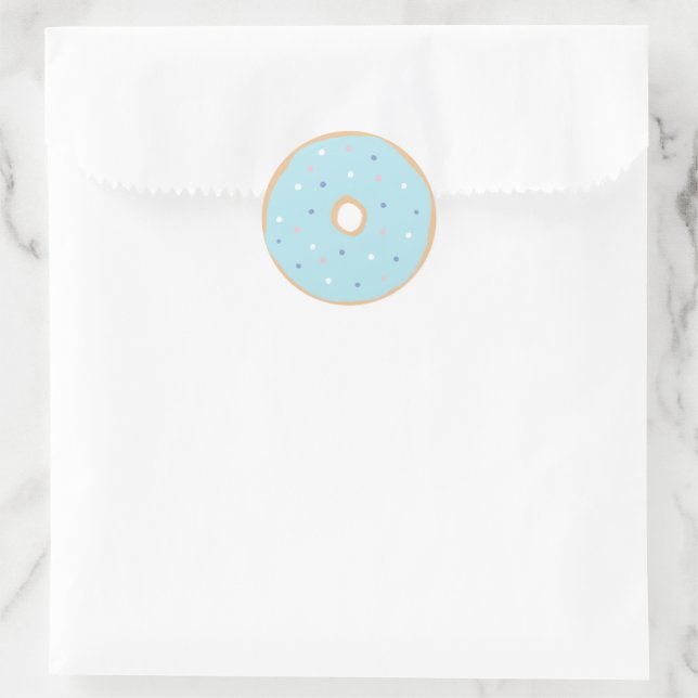Blue Doughnut Birthday Party Classic Round Sticker (Bag)
