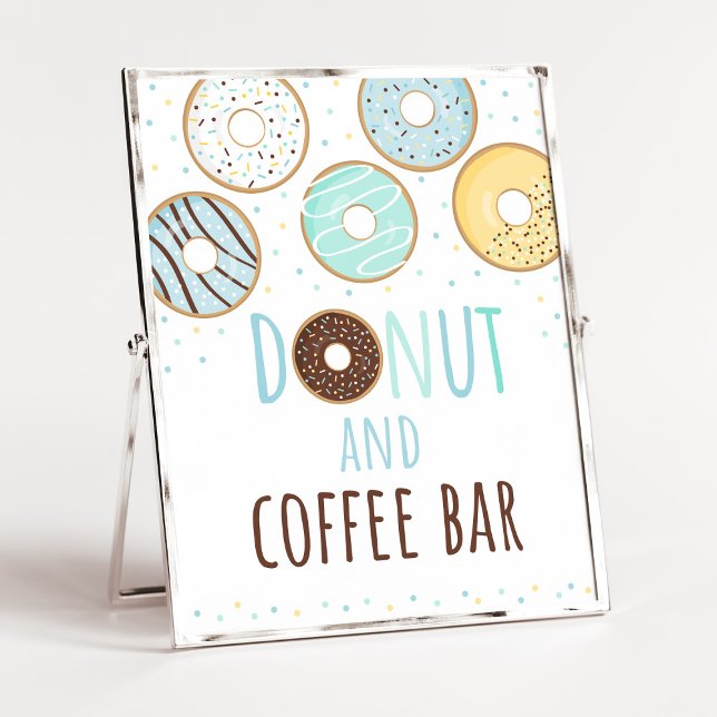 Blue Doughnut & Coffee Bar Birthday Sign (Creator Uploaded)