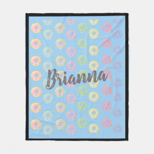 Blue Doughnut Custom Name Medium Fleece Blanket