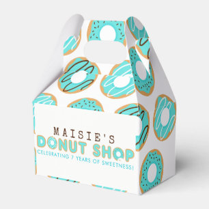 Blue Doughnut Shop Birthday Party Favour Box