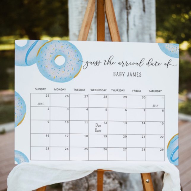 Blue doughnut sprinkle Guess the due Date calendar Poster (Creator Uploaded)