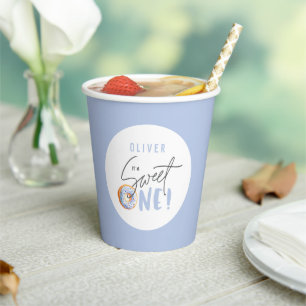 blue Doughnut sweet one 1st birthday party decor Paper Cups
