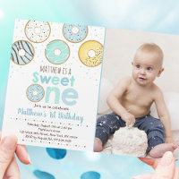 Blue Doughnut Sweet One First Birthday