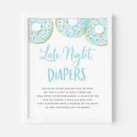 Blue Doughnuts Baby Shower Late Night Diapers Game
