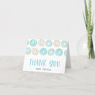 Blue Doughnuts Baby Shower Thank You Card