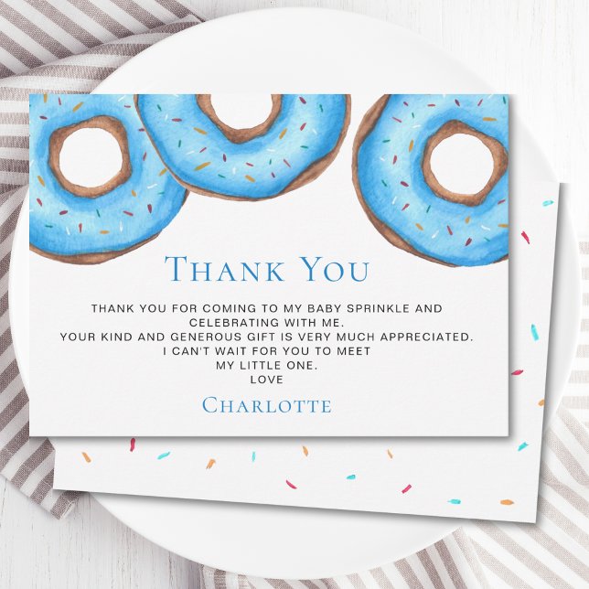 Blue Doughnuts Baby Sprinkle Thank You Card (Creator Uploaded)