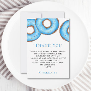 Blue Doughnuts Baby Sprinkle Thank You Card