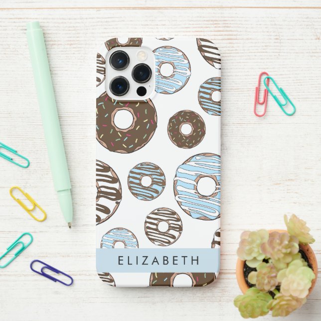 Blue Doughnuts, Brown Doughnuts, Sprinkles, Your N iPhone Case (On Desk)