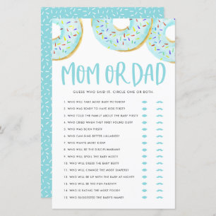 Blue Doughnuts Guess Who Mum or Dad Baby Shower Ga