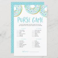 Blue Doughnuts What's In Your Purse Baby Shower Ga