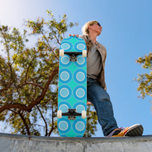 Blue Doughnuts With Filling On Turquoise  Skateboard