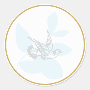 Blue Dove and Branch Baptism Seal/Sticker Classic Round Sticker