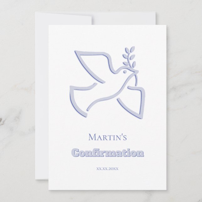 blue dove Confirmation  Invitation (Front)