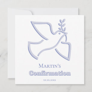 blue dove Confirmation   small size  Invitation