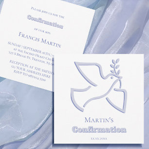 blue dove Confirmation   small size  Invitation