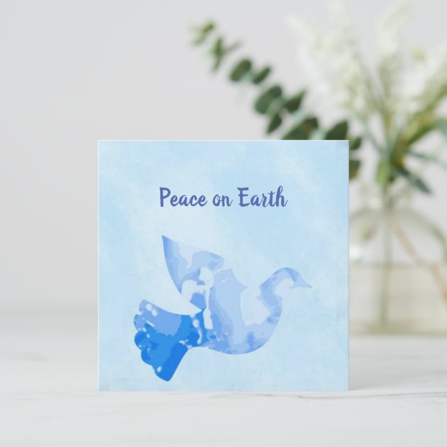 Blue Dove of Peace Christmas Card (Standing Front)